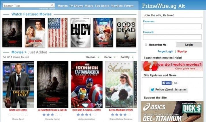 What kind of movies are available on Primewire website?